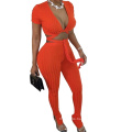 2020 Hot Sale Women's Two Piece Set Clothing Women Plus Size Ribbed Trousers Leggings Pants 2 Piece Set Clothing